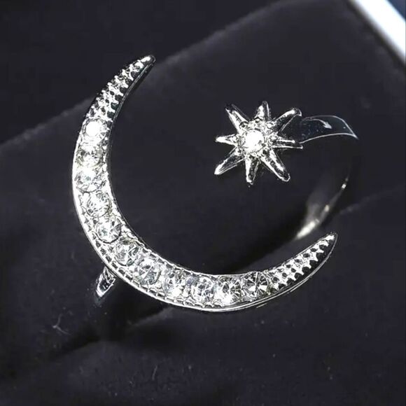 925 Sterling silver diamond sparkling cuff ring - Picture 4 of 8